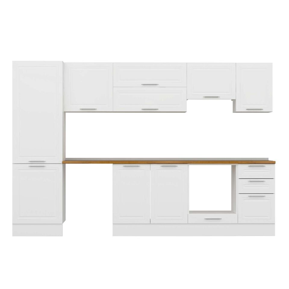 Alvinka 315X210 Cm Klasik Mebran Mutfak Dolabı Mb-E90B60S45-1 Mebran | Beyaz - Suntalam