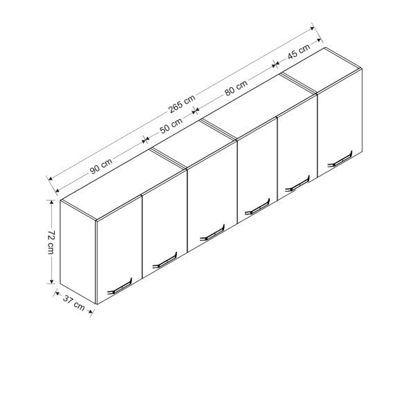 Minar 265 Cm Mutfak Dolabı Beyaz 265-B1-Üst Modül