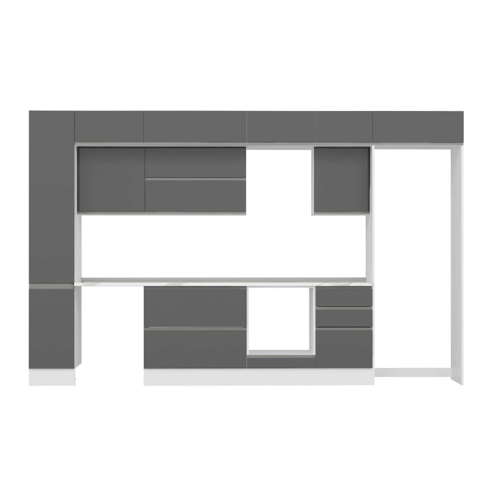 Alvinka 380X240 Cm High Gloss Mutfak Dolabı Mbb-E90B40S50-2 High Gloss | Antrasit - Mdf