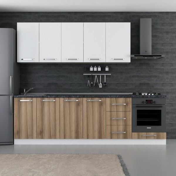 Minar 265 Cm Mutfak Dolabı Beyaz Dore 265-D3