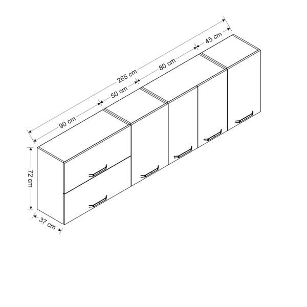 Minar 265 Cm Mutfak Dolabı Beyaz 265-B2-Üst Modül