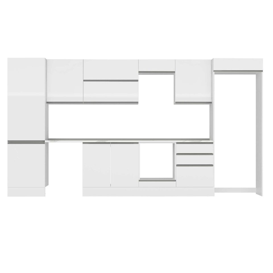 Alvinka 400X222 Cm High Gloss Mutfak Dolabı Mbb-E80B60S60-2 High Gloss | Beyaz - Suntalam