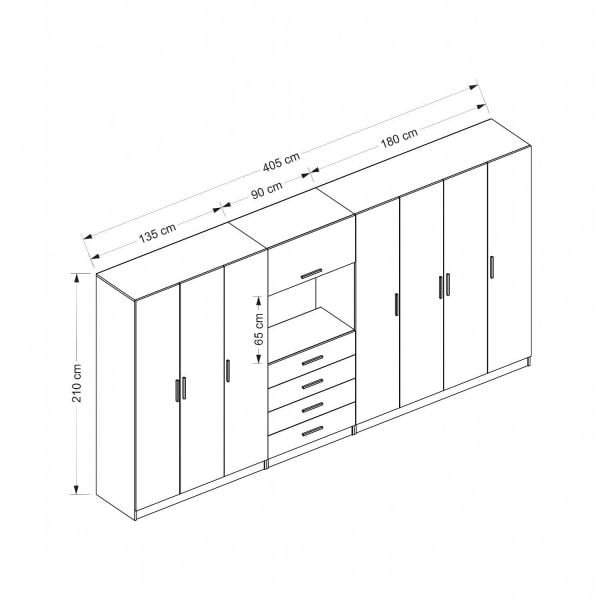 Kale 7 Kapaklı 8 Çekmeceli Tv Modüllü Dolap Antrasit