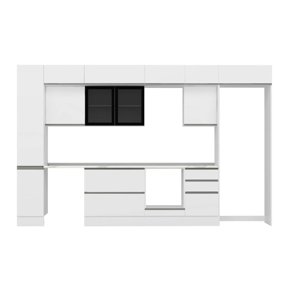 Alvinka 380X240 Cm High Gloss Mutfak Dolabı Mbb-E90B40S50-3 High Gloss | Beyaz - Mdf
