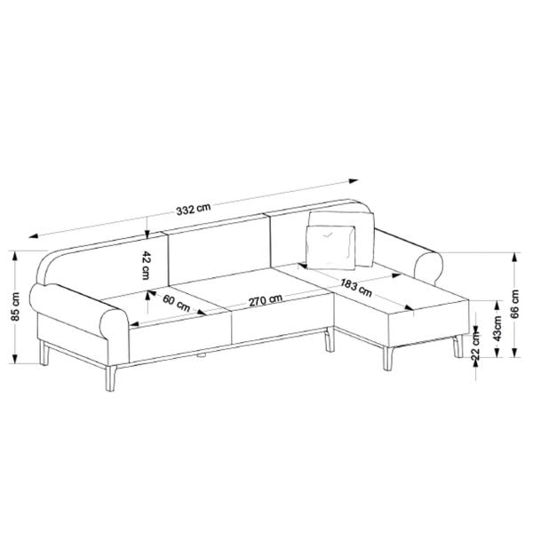 London Sırt Mekanizmalı Köşe Takımı - Koyu Gri