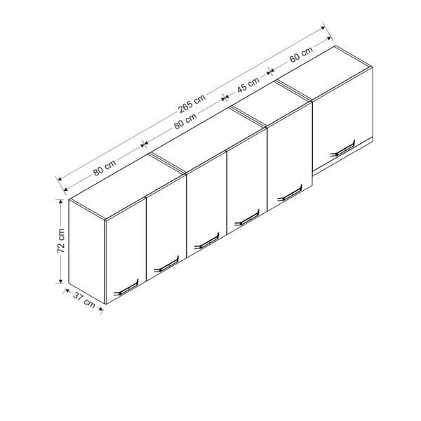 Minar 265 Cm Mutfak Dolabı Beyaz 265-B4-Üst Modül