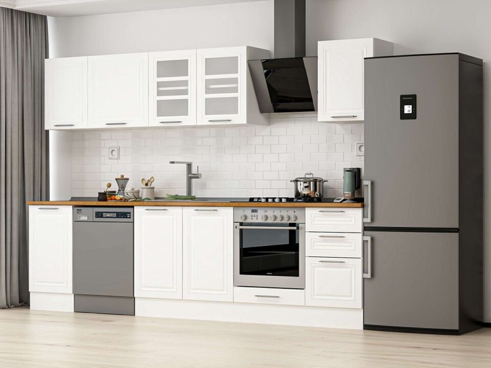Alvinka 290X210 Cm Klasik Mebran Mutfak Dolabı M-E80S45S45-3 Mebran | Beyaz - Suntalam