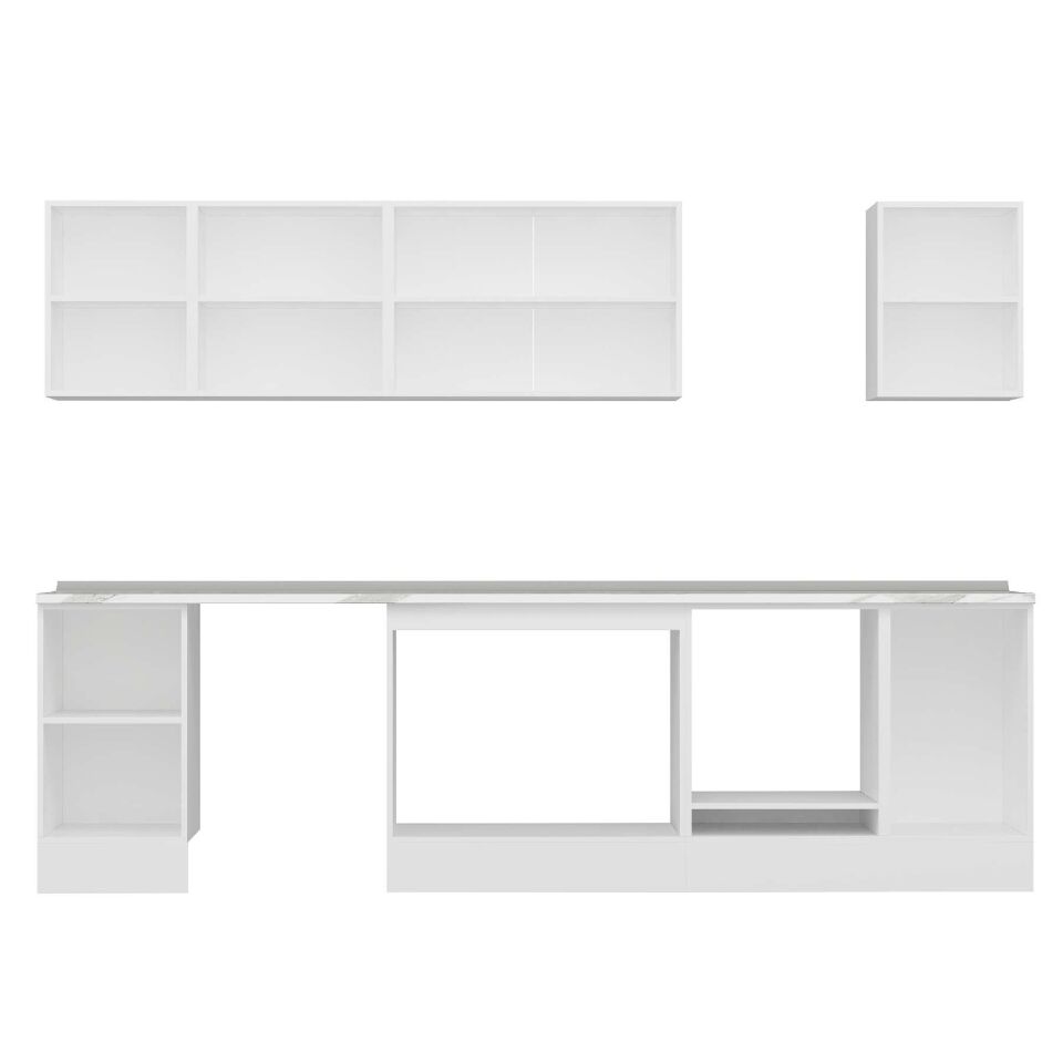 Alvinka 290X210 Cm Klasik Mebran Mutfak Dolabı M-E80S45S45-3 Mebran | Beyaz - Suntalam