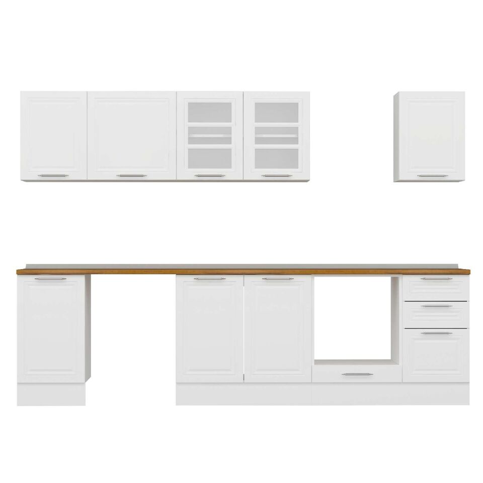 Alvinka 290X210 Cm Klasik Mebran Mutfak Dolabı M-E80S45S45-3 Mebran | Beyaz - Suntalam