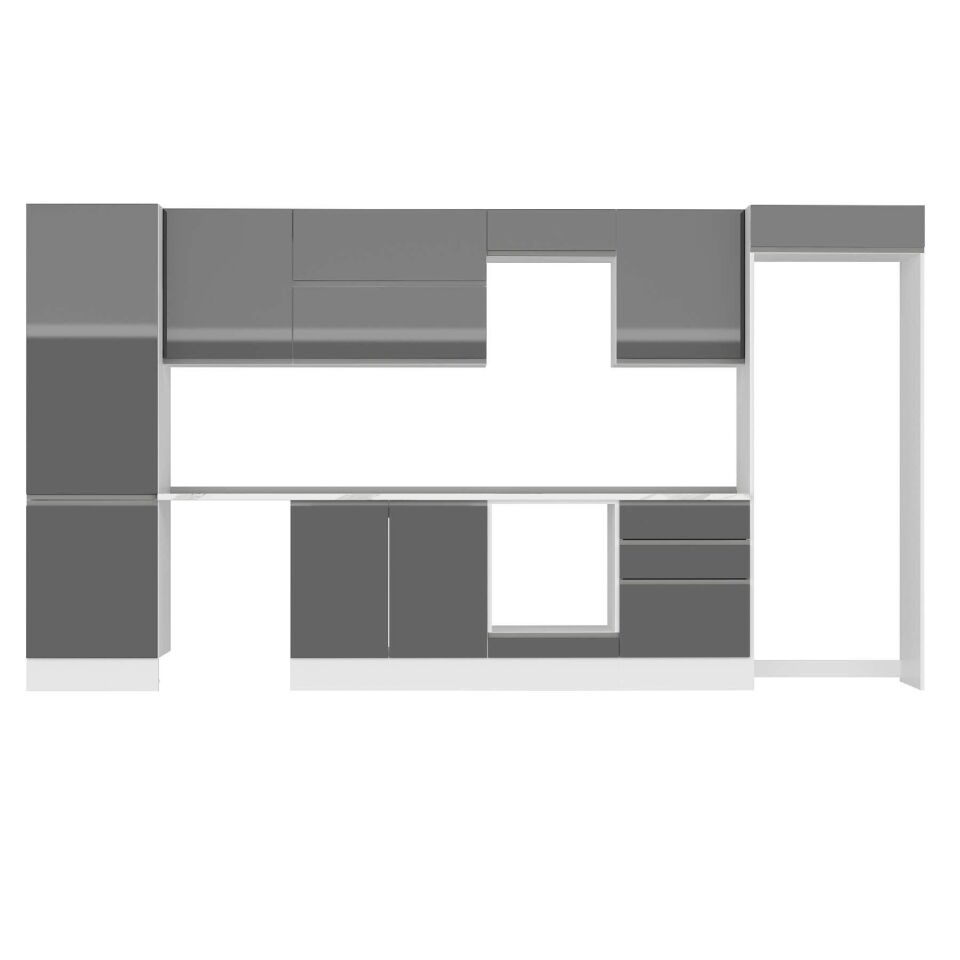 Alvinka 400X222 Cm High Gloss Mutfak Dolabı Mbb-E80B60S60-2 High Gloss | Antrasit - Mdf