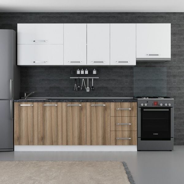 Minar 265 Cm Mutfak Dolabı Beyaz Dore 265-D7