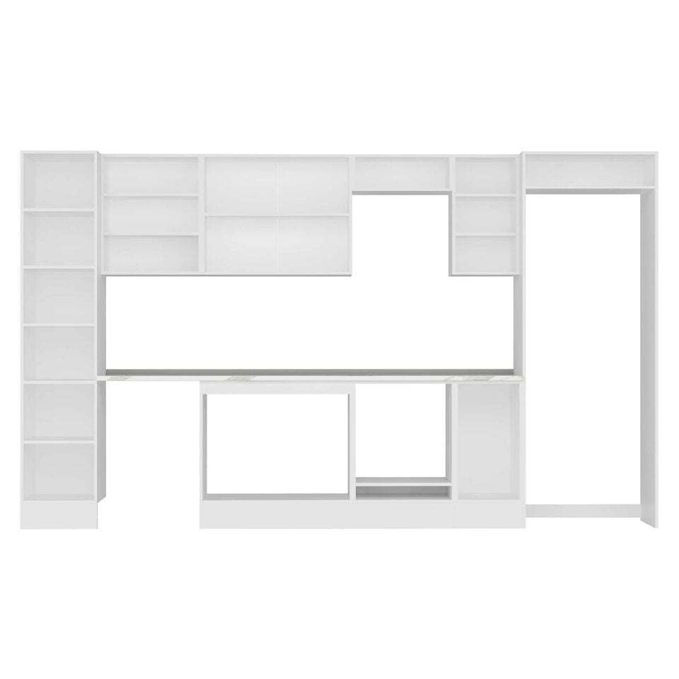 Alvinka 375X222 Cm Klasik Mebran Mutfak Dolabı Mbb-E90B45S40-3 Mebran | Antrasit - Mdf