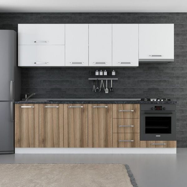 Minar 265 Cm Mutfak Dolabı Beyaz Dore 265-D8