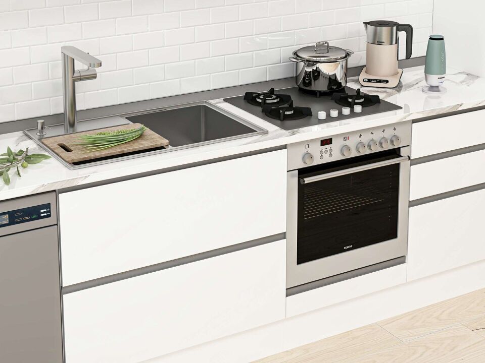 Alvinka 390X240 Cm High Gloss Mutfak Dolabı Mbb-E90B40S60-1 High Gloss | Beyaz - Mdf