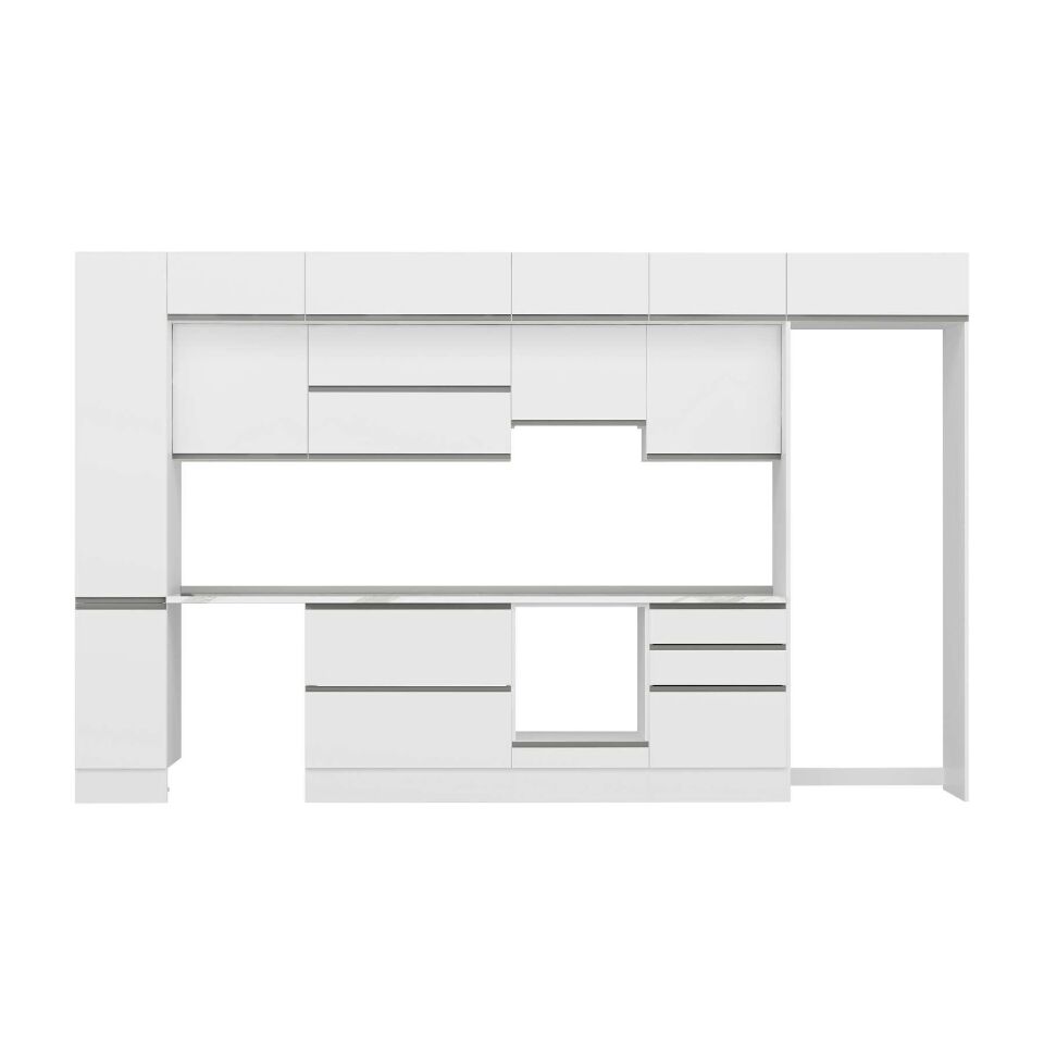 Alvinka 390X240 Cm High Gloss Mutfak Dolabı Mbb-E90B40S60-1 High Gloss | Beyaz - Mdf