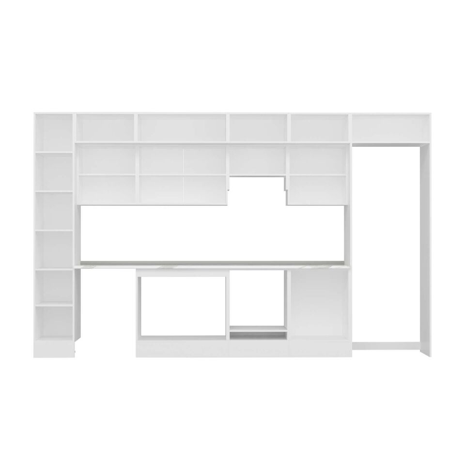 Alvinka 390X240 Cm High Gloss Mutfak Dolabı Mbb-E90B40S60-1 High Gloss | Beyaz - Mdf