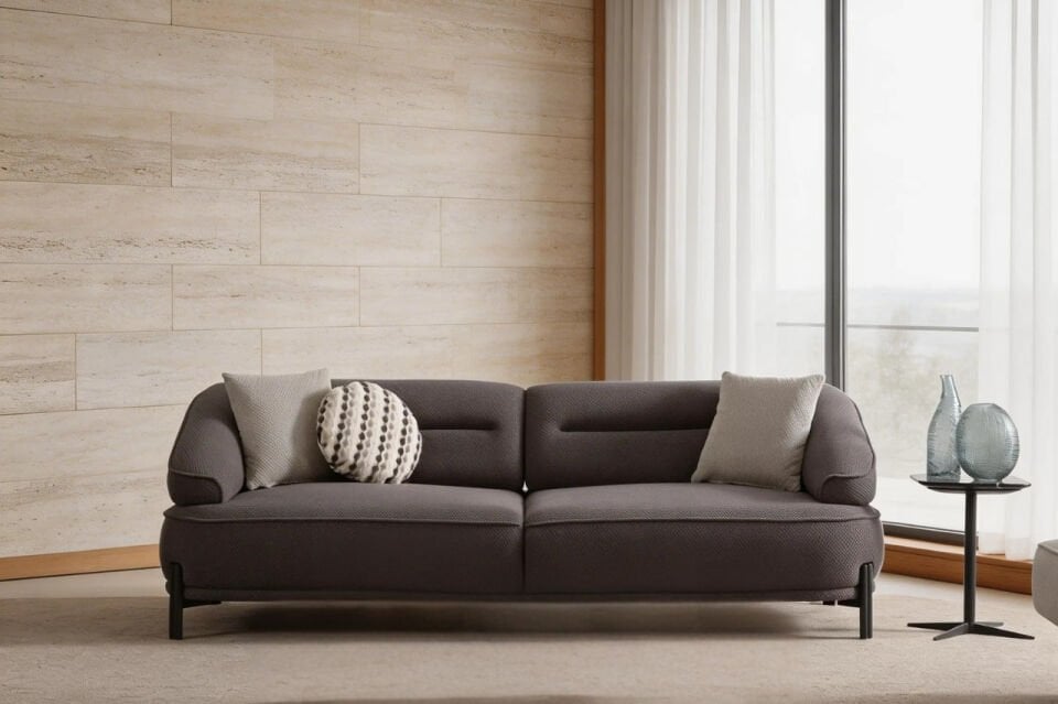 Maren 3'lü Koltuk Palma 431 Siyah Ayak