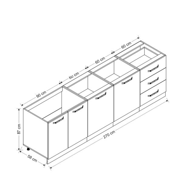 Minar 270 Cm Mutfak Dolabı Beyaz 270-B1