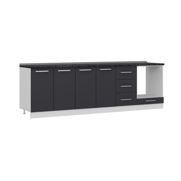 Minar 265 Cm Mutfak Dolabı Beyaz Antrasit 265-A3-Alt Modül