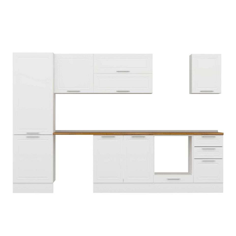 Alvinka 315X210 Cm Klasik Mebran Mutfak Dolabı Mb-E90B60S45-2 Mebran | Beyaz - Mdf