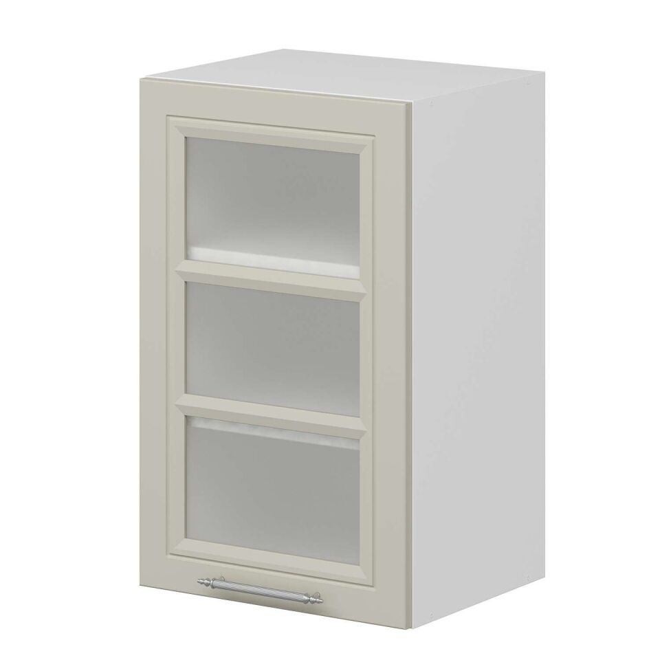 Alvinka Mutfak Modül Mbr_C Üst 1Dk2R 45-H72Cm Dolap Cam Beyaz Kumtaşı Mdf