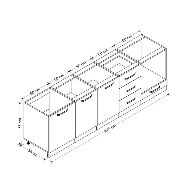 Minar 270 Cm Mutfak Dolabı Beyaz 270-B3