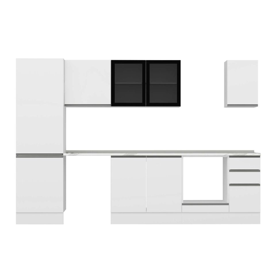 Alvinka 300X210 Cm High Gloss Mutfak Dolabı M-E80S60S40-3 High Gloss | Beyaz - Mdf