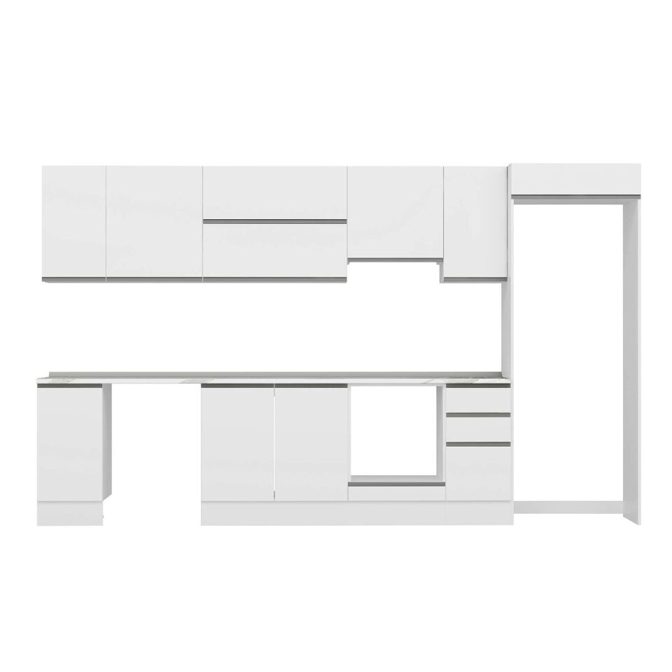 Alvinka 370X222 Cm High Gloss Mutfak Dolabı Mb-E90S40S40-1 High Gloss | Beyaz - Mdf