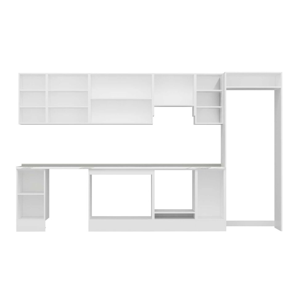 Alvinka 370X222 Cm High Gloss Mutfak Dolabı Mb-E90S40S40-1 High Gloss | Beyaz - Mdf