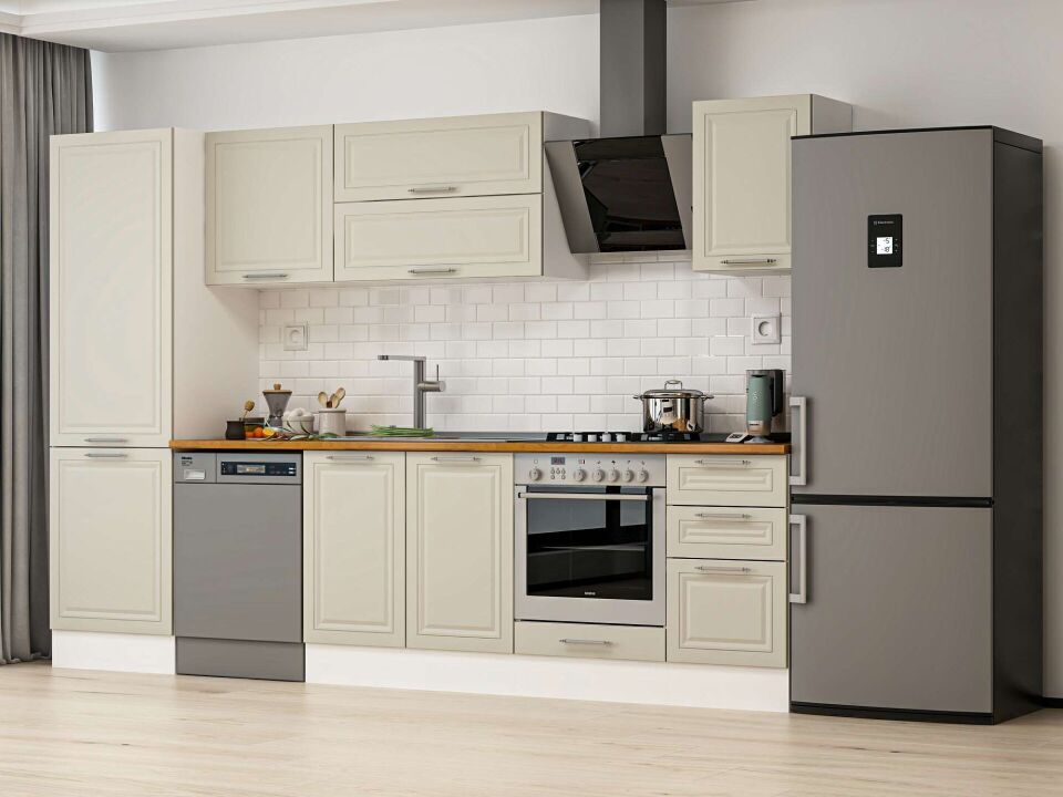 Alvinka 315X210 Cm Klasik Mebran Mutfak Dolabı Mb-E90B60S45-2 Mebran | Kumtaşı - Mdf