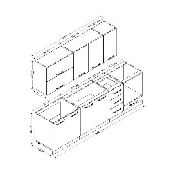 Minar 270 Cm Mutfak Dolabı Beyaz 270-B5