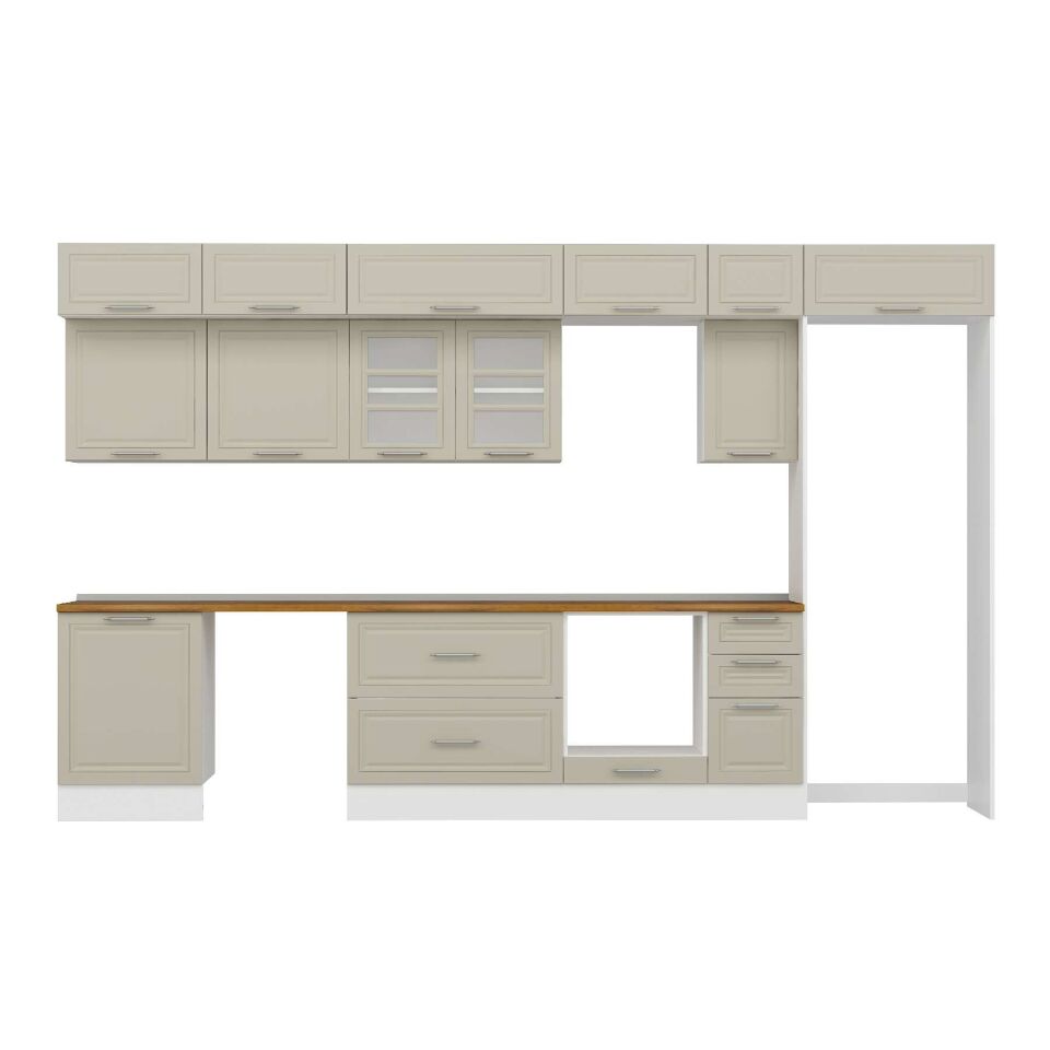 Alvinka 390X240 Cm Klasik Mebran Mutfak Dolabı Mb-E90S60S40-3 Mebran | Kumtaşı - Suntalam