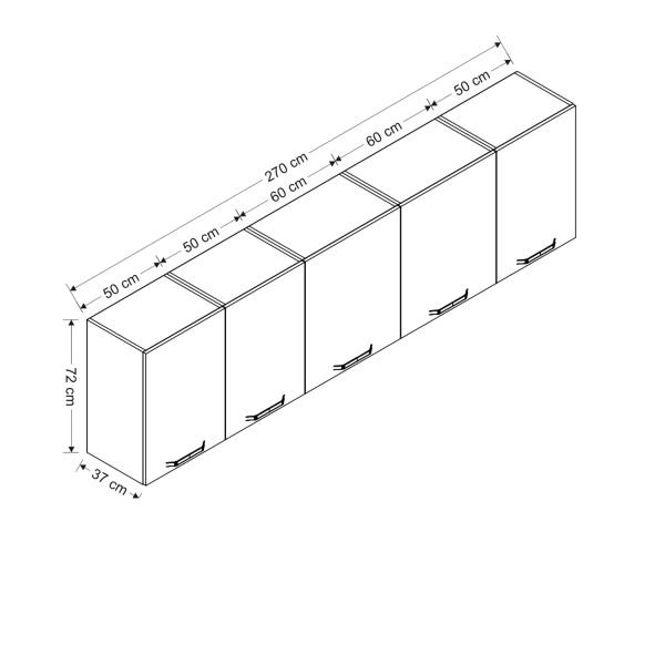 Minar 270 Cm Mutfak Dolabı Beyaz 270-B2-Üst Modül