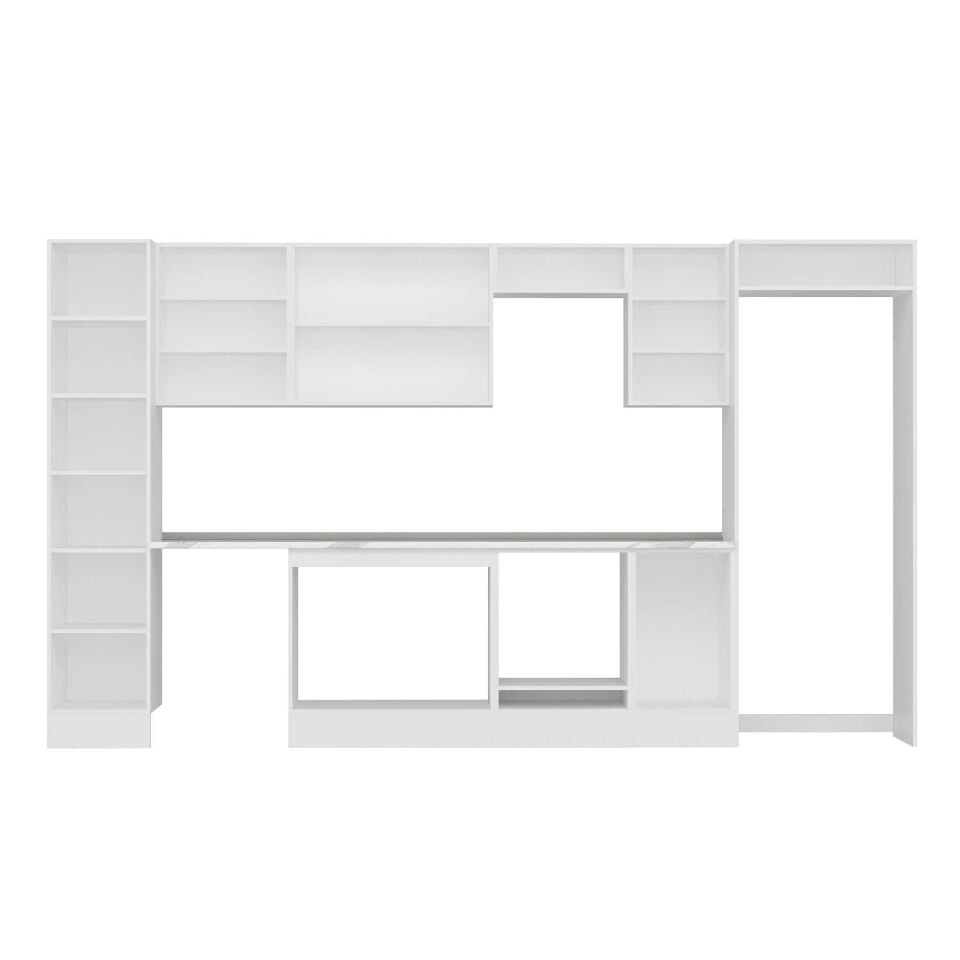 Alvinka 380X222 Cm Klasik Mebran Mutfak Dolabı Mbb-E90B45S45-2 Mebran | Antrasit - Suntalam