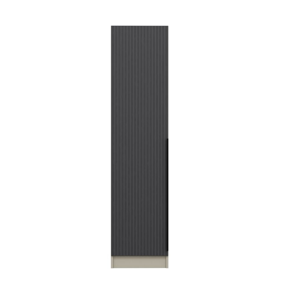 Minar Kale 1 Kapaklı Dolap Çizgili Mebran 210CM - Kumtaşı/Antrasit - Raflı