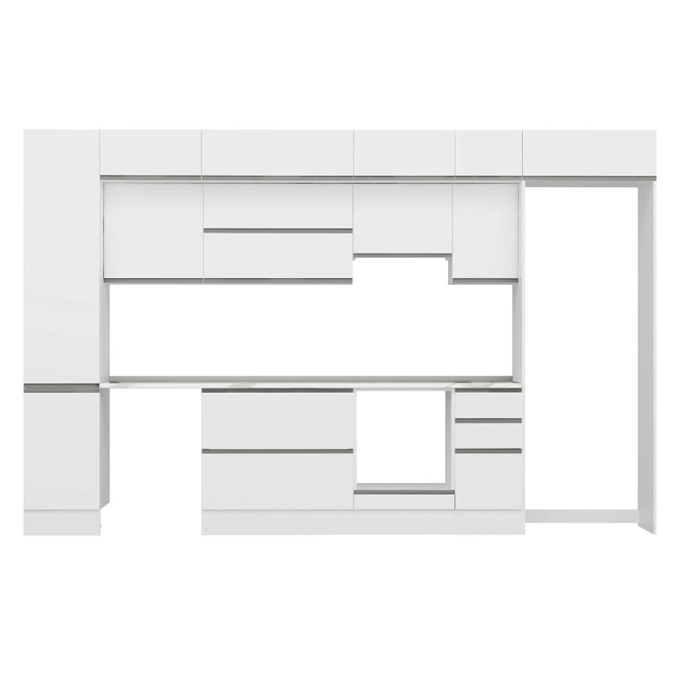 Alvinka 375X240 Cm High Gloss Mutfak Dolabı Mbb-E90B45S40-1 High Gloss | Beyaz - Suntalam