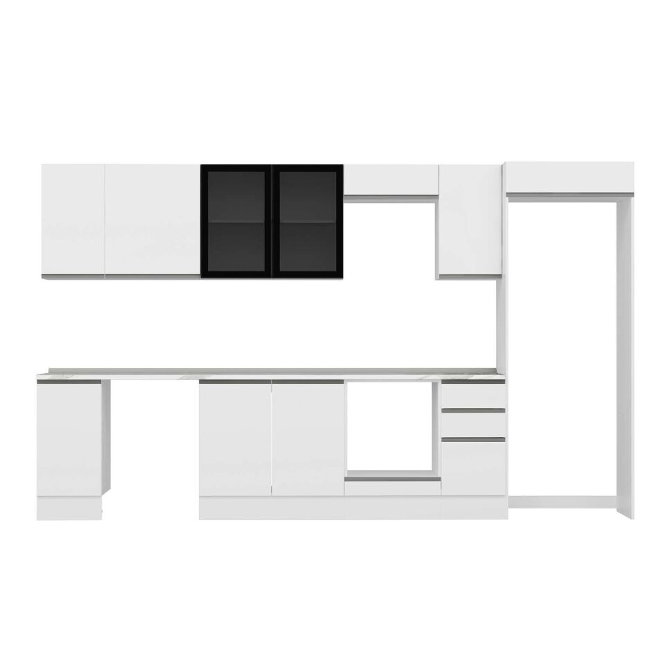 Alvinka 370X222 Cm High Gloss Mutfak Dolabı Mb-E90S40S40-3 High Gloss | Beyaz - Mdf