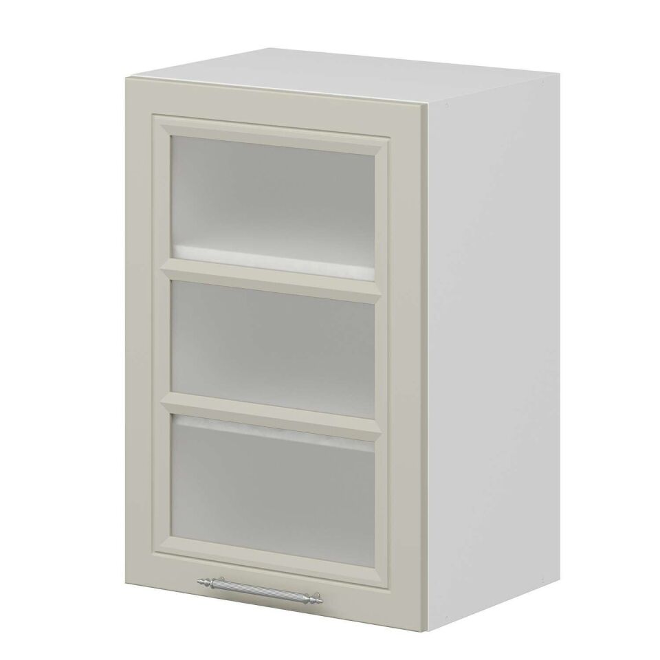 Alvinka Mutfak Modül Mbr_C Üst 1Dk2R 50-H72Cm Dolap Cam Beyaz Kumtaşı Mdf