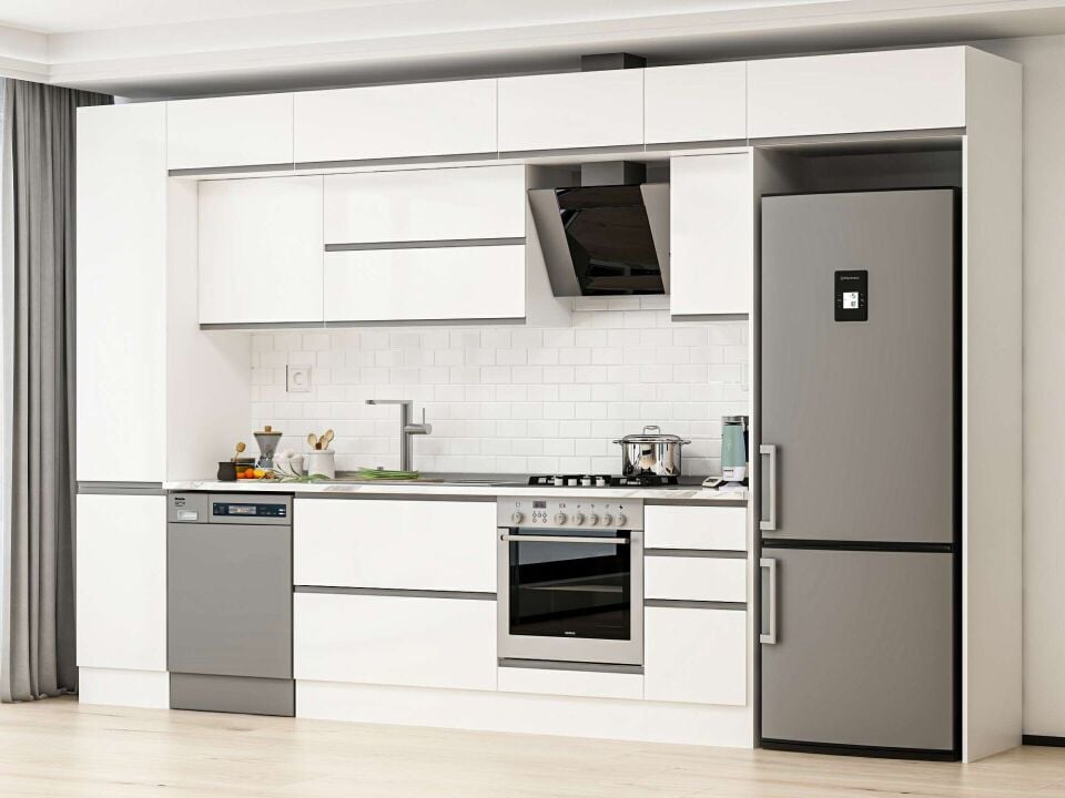 Alvinka 375X240 Cm High Gloss Mutfak Dolabı Mbb-E90B45S40-2 High Gloss | Beyaz - Suntalam