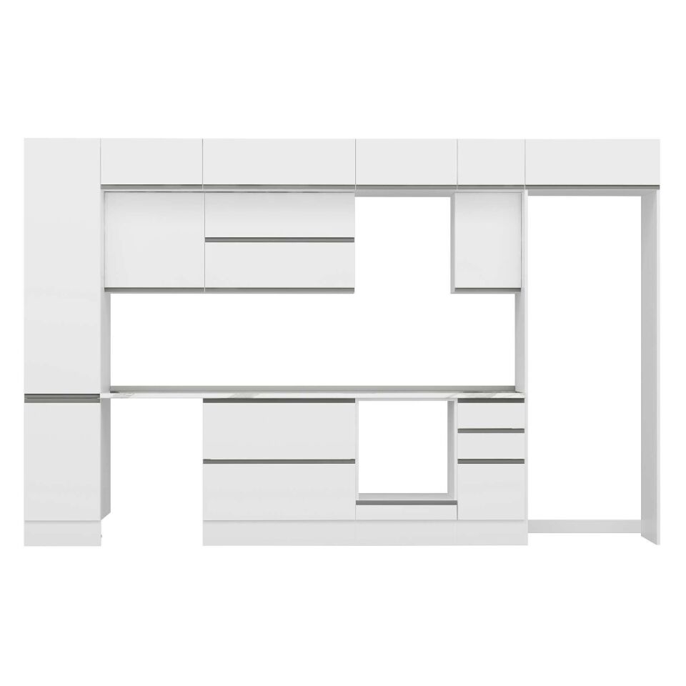 Alvinka 375X240 Cm High Gloss Mutfak Dolabı Mbb-E90B45S40-2 High Gloss | Beyaz - Suntalam