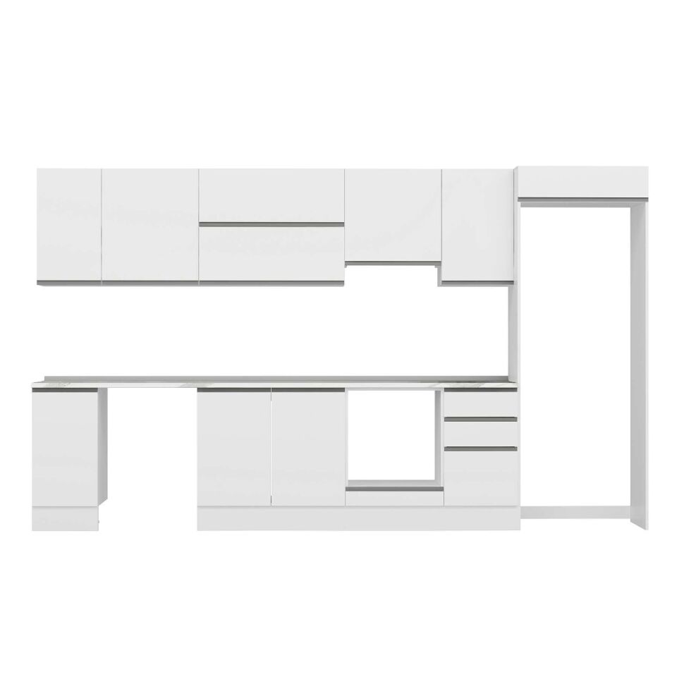 Alvinka 375X222 Cm High Gloss Mutfak Dolabı Mb-E90S40S45-1 High Gloss | Beyaz - Mdf