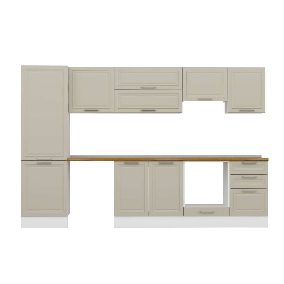 Alvinka 320X210 Cm Klasik Mebran Mutfak Dolabı Mb-E90B60S50-1 Mebran | Kumtaşı - Mdf