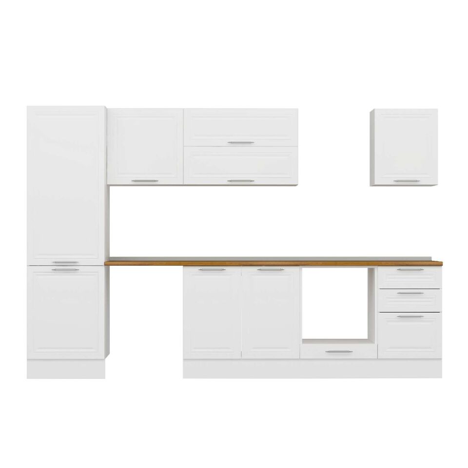 Alvinka 320X210 Cm Klasik Mebran Mutfak Dolabı Mb-E90B60S50-2 Mebran | Beyaz - Suntalam