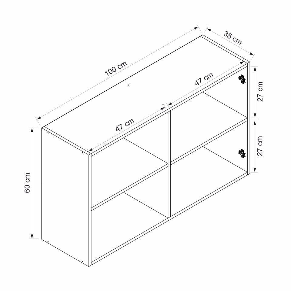 Alvinka Mutfak Modül Üst 2Dk1R 100-H60Cm Dolap Beyaz