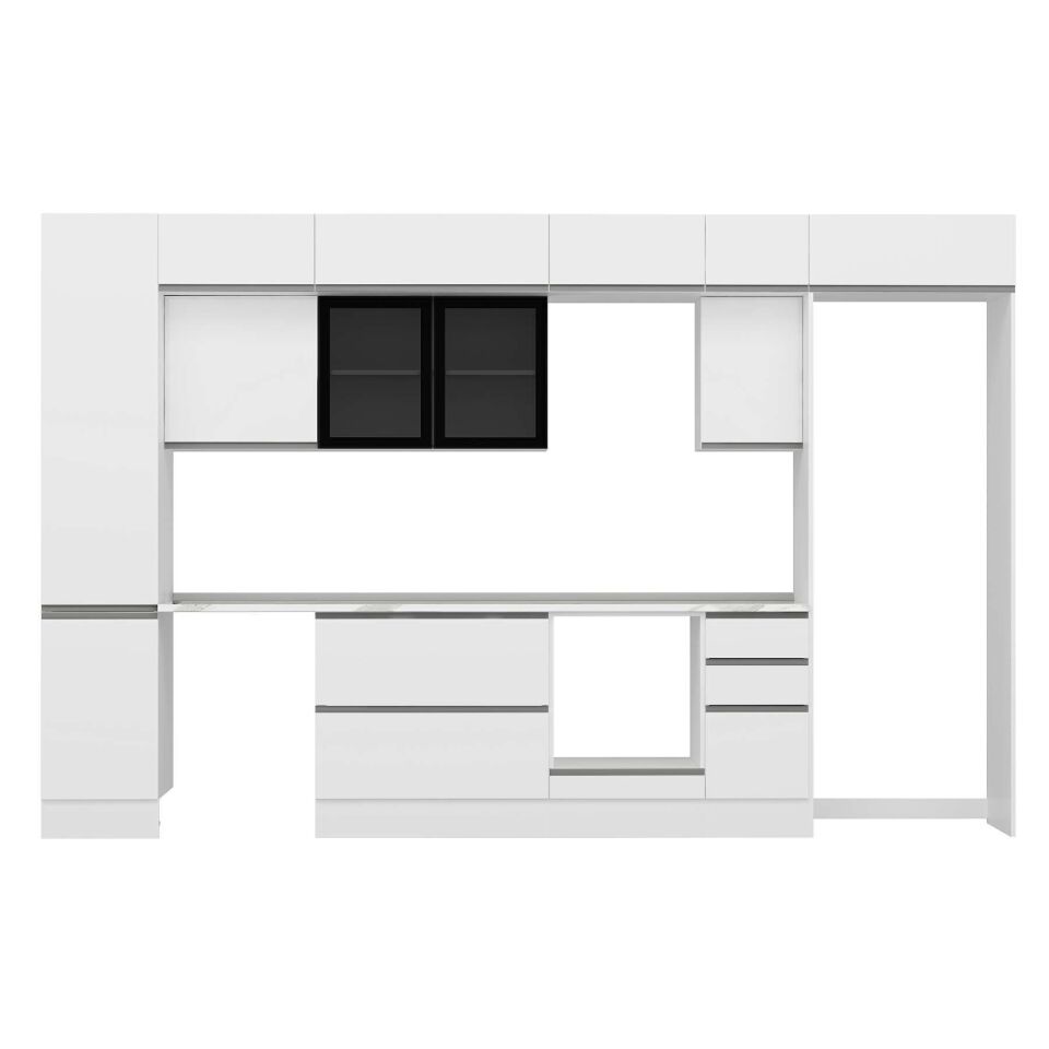 Alvinka 375X240 Cm High Gloss Mutfak Dolabı Mbb-E90B45S40-3 High Gloss | Beyaz - Mdf
