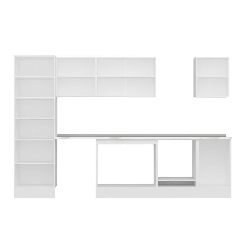 Alvinka 320X210 Cm Klasik Mebran Mutfak Dolabı Mb-E90B60S50-2 Mebran | Beyaz - Mdf