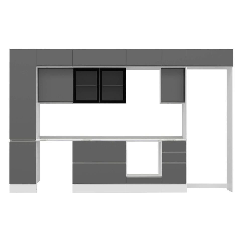 Alvinka 375X240 Cm High Gloss Mutfak Dolabı Mbb-E90B45S40-3 High Gloss | Antrasit - Suntalam