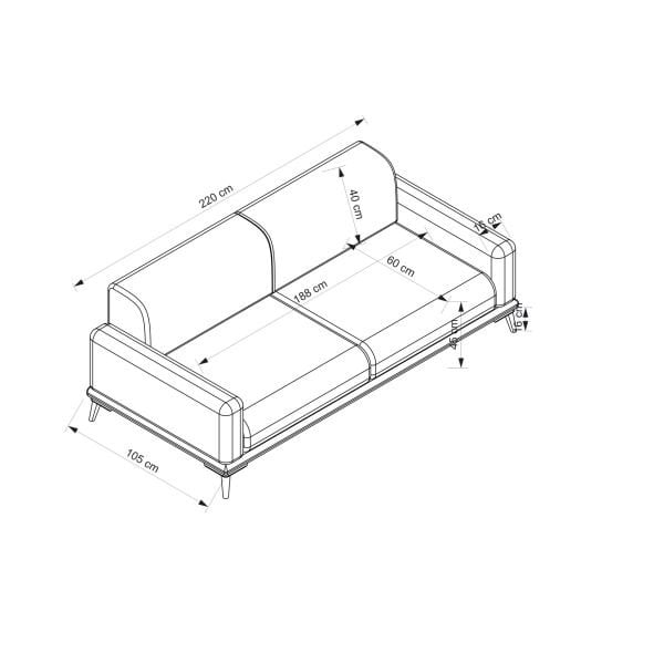 Plus 3'lü Koltuk Ceviz Ayak