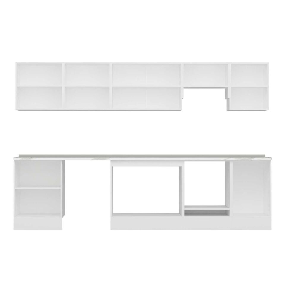 Alvinka 310X210 Cm High Gloss Mutfak Dolabı M-E80S60S50-1 High Gloss | Antrasit - Mdf