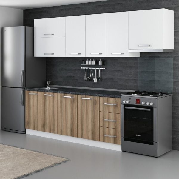 Minar 270 Cm Mutfak Dolabı Beyaz Dore 270-D7